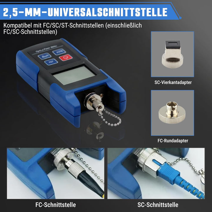 Glasfaser-Leistungsmesser, Optischer Leistungsmesser Glasfaserkabel-Tester, -70-+10dbm Optisches Eis