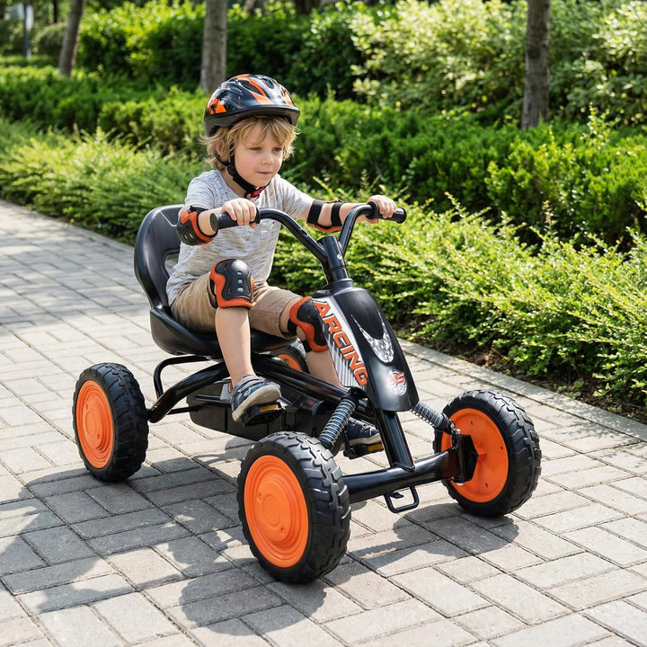 COSTWAY Kinder Gokart mit Pedal, Go Kart mit verstellbarem Sitz, Vor- & Rückwärtsgang, Tretauto bis