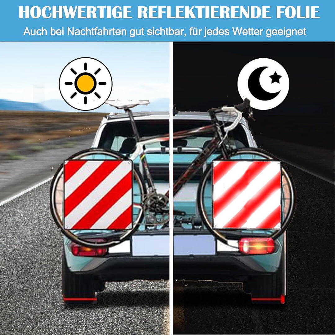 WISCRAFTER Warntafel für Spanien und Portugal Fahrradträger,3 In 1 Alu Reflektierend Warnschild(50 x