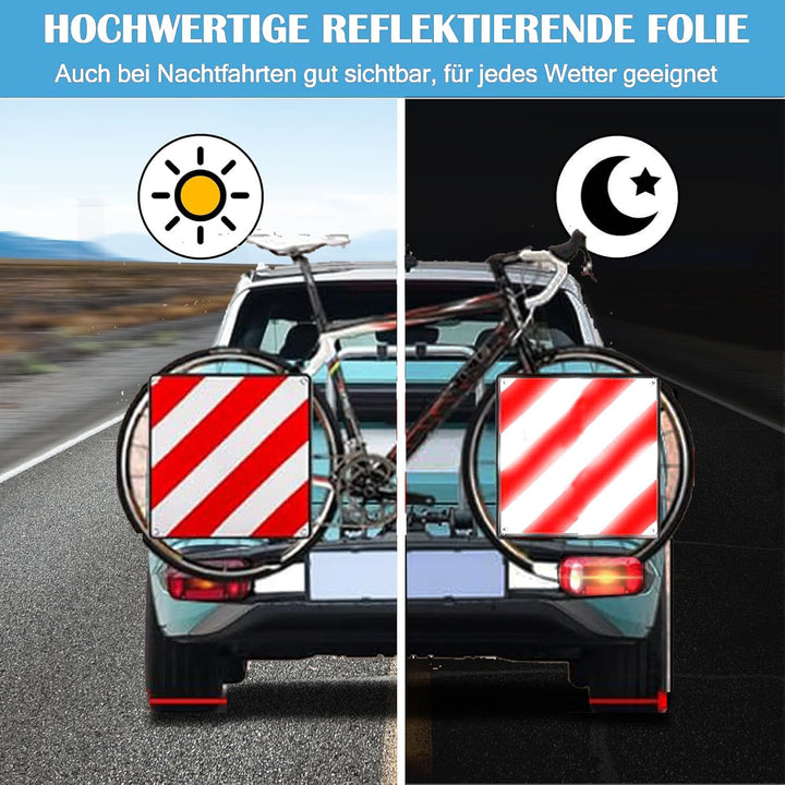 WISCRAFTER Warntafel für Spanien und Portugal Fahrradträger,3 In 1 Alu Reflektierend Warnschild(50 x