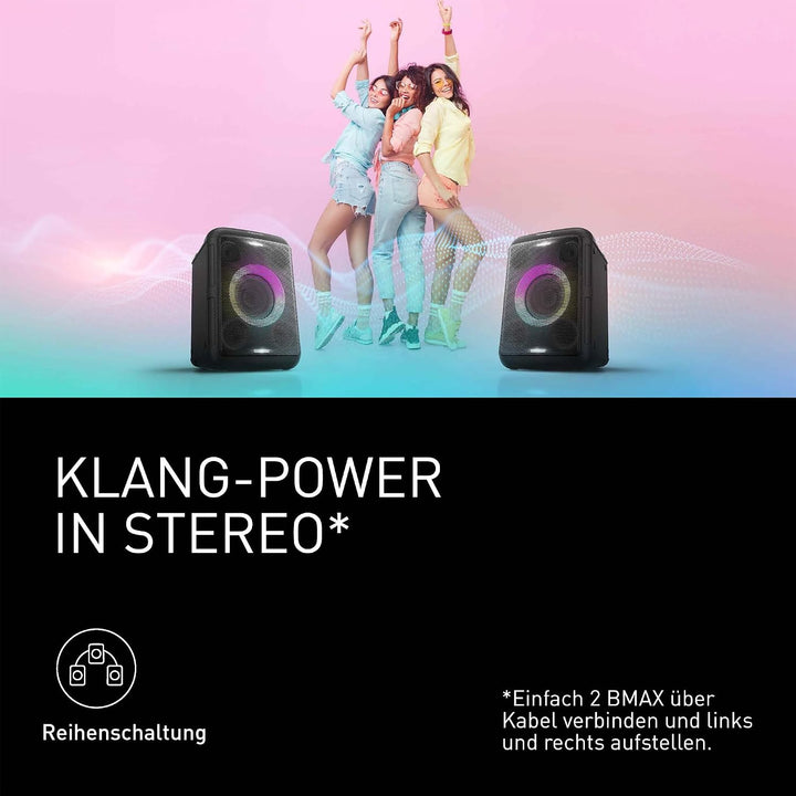 Panasonic SC-BMAX5E-K Tragbarer Party-Lautsprecher mit Bluetooth, integrierter Beleuchtung, 75 W, US