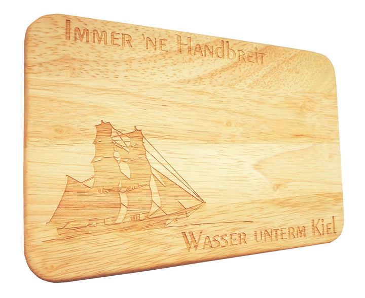 Brotbrett Frühstücksbrett Brigg Segelschiff Gravur Handbreit Wasser unterm Kiel
