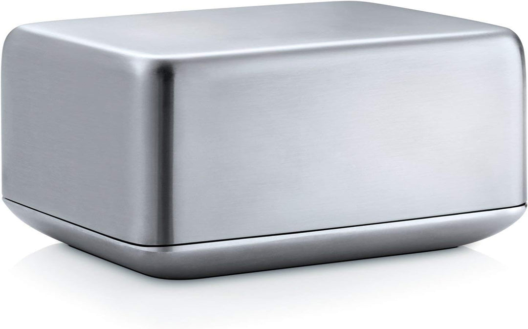 Blomus 63638 Basic Butterdose, edelstahl matt, medium & -BASIC- Zuckerdose aus mattiertem Edelstahl,