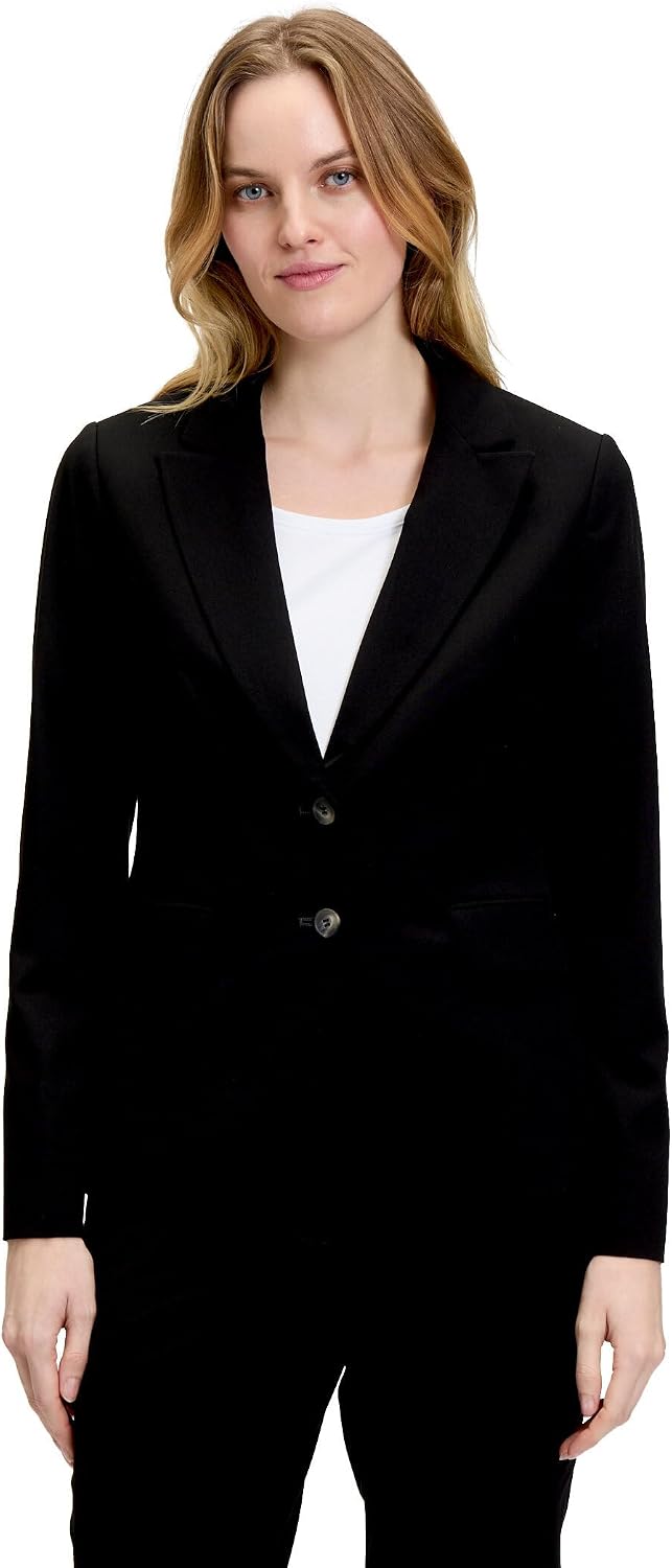 Betty &amp; Co Damen Klassischer Blazer mit Taschen 38 Schwarz, 38 Schwarz
