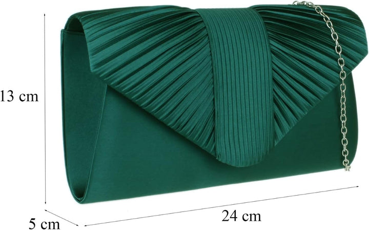 Girly Handbags Damen Clutch aus plissiertem Satin Dunkelgrün, Dunkelgrün