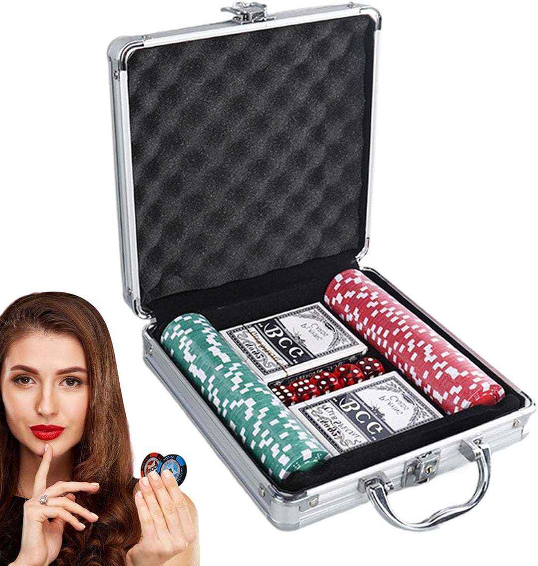 Pokerchips-Set Mit Etui | Blackjack-Poker-Chips-Set | Pokerset Für Kartenclubs, Hochwertiges Pokerch