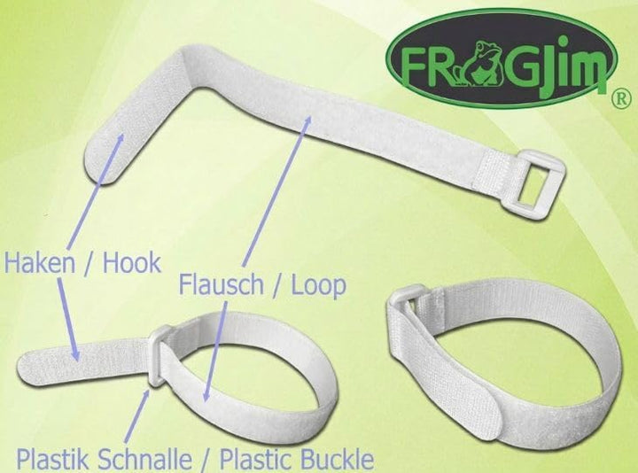 25x Klett Kabelbinder 30 cm - weiss mit Schnalle - wiederverschliessbares Klettband 30cm mit Öse - f