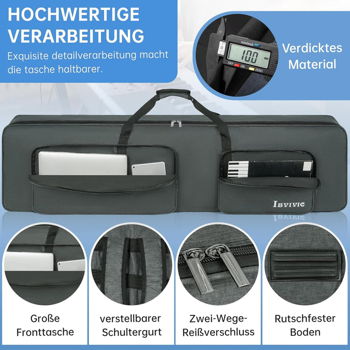 88 Keyboard Tasche Zwei Möglichkeiten Zum Tragen,138 x 36 x 17 cm Keyboard Piano Tasche,600D Waterpr