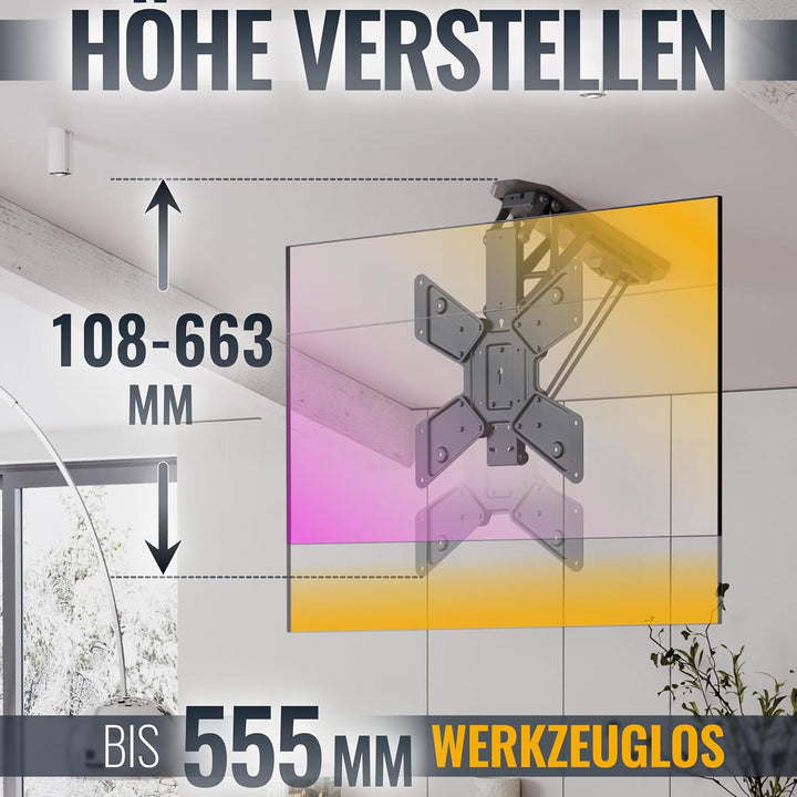 RICOO TV Deckenhalterung Elektrisch Klappbar Fernsehhalterung für 32-55 Zoll Fernseher Halterung Dec