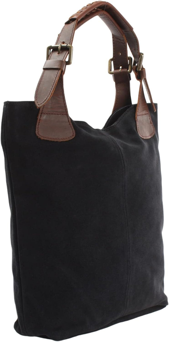 LECONI Henkeltasche Echt-Leder Wildleder Damentasche Handtasche für Damen Shopper für Freizeit, Büro