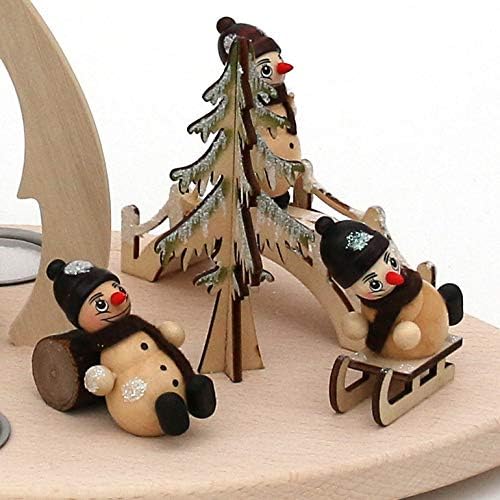 Holz Teelicht-Pyramide mit Szene, für 3 Teelichte, Motiv: Schneemänner, ca. 32 x 19,5 x 25 cm.., Sch