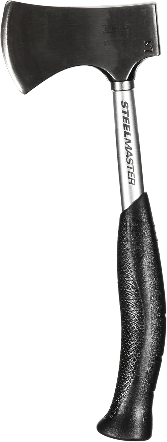 Stanley Steelmaster Beil, Karbon-Stahlkopf, Anti-Rutsch Griff, Klingenschutzhülle, 40mm Länge, 1-51-