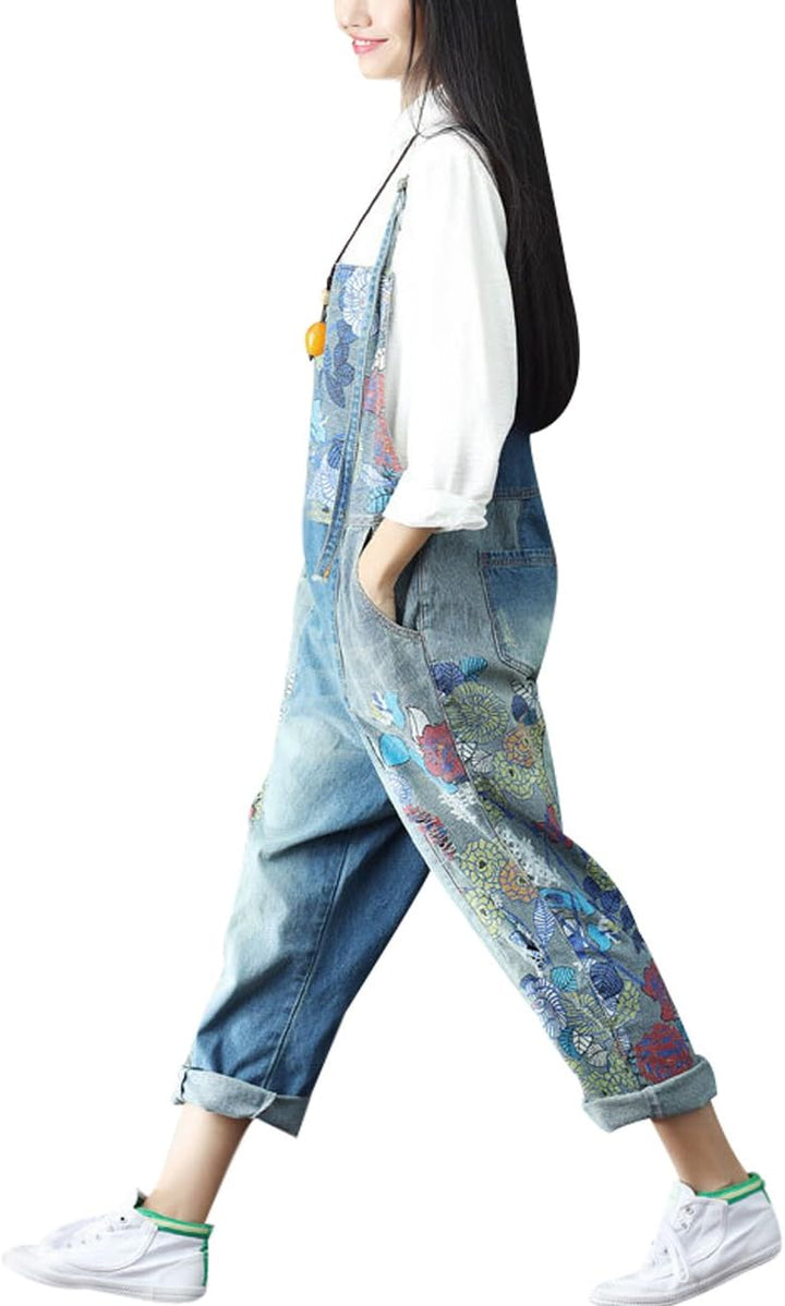 Youlee Damen Sommer Breites Bein Hose Denim Latzhose Overall Hosen M Stil 2, M Stil 2