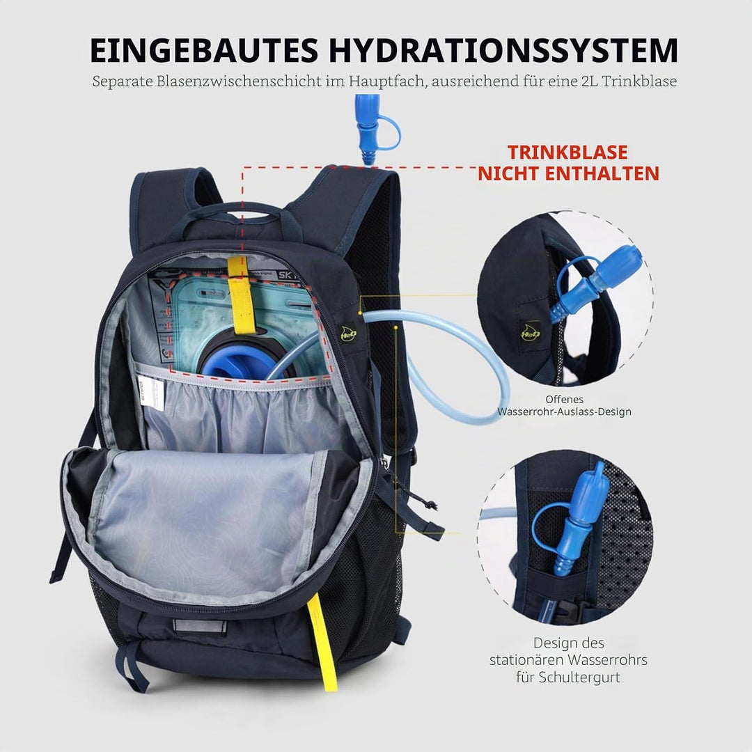 SKYSPER Leicht Wanderrucksack Klein Rucksack mit Rückenbelüftung Trekkingrucksack aus atmungsaktivem