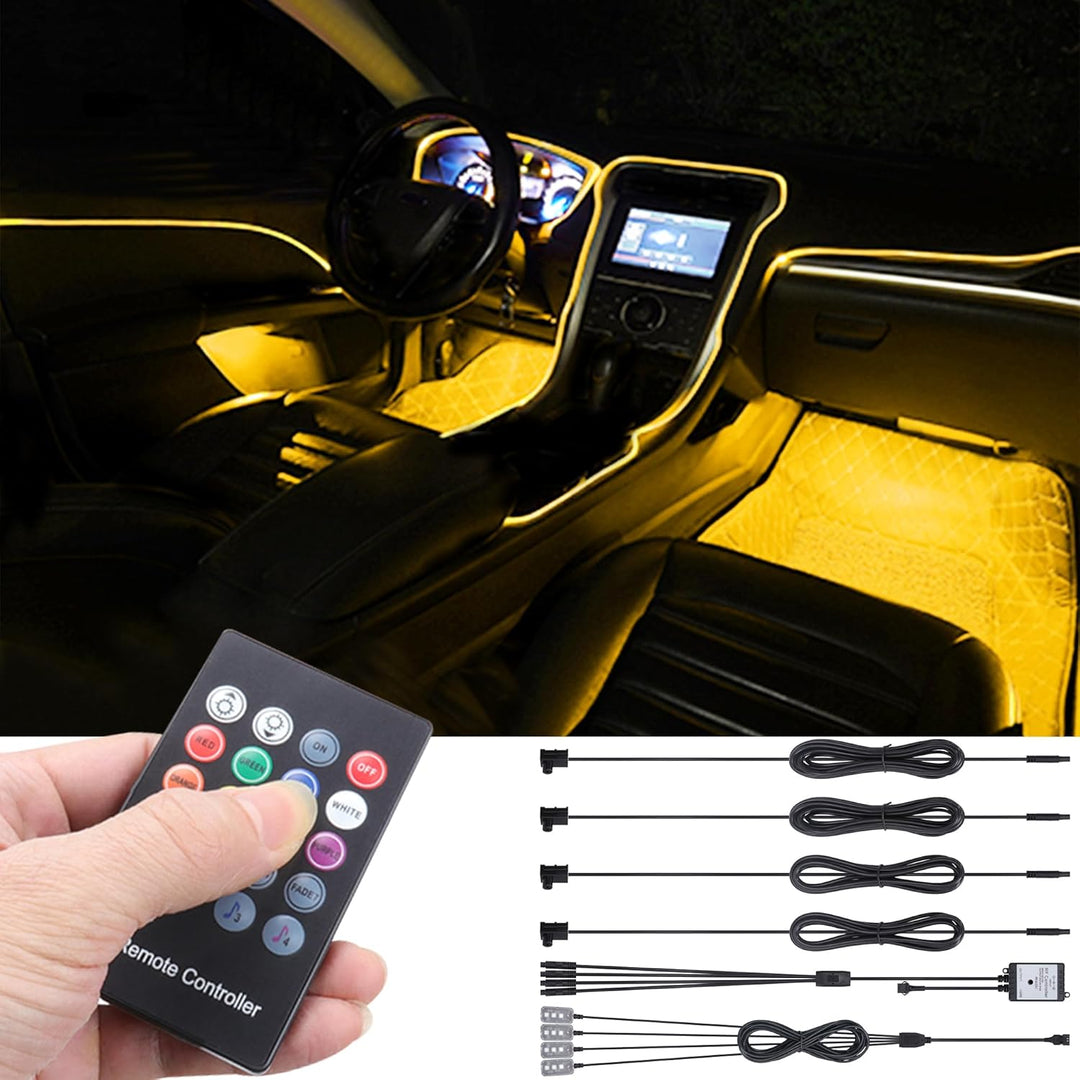 TABEN Auto-Umgebungsbeleuchtungs-Kit, 4 in 1 mit 5m Glasfaser Mehrfarbige Fussraum Atmosphäre Licht