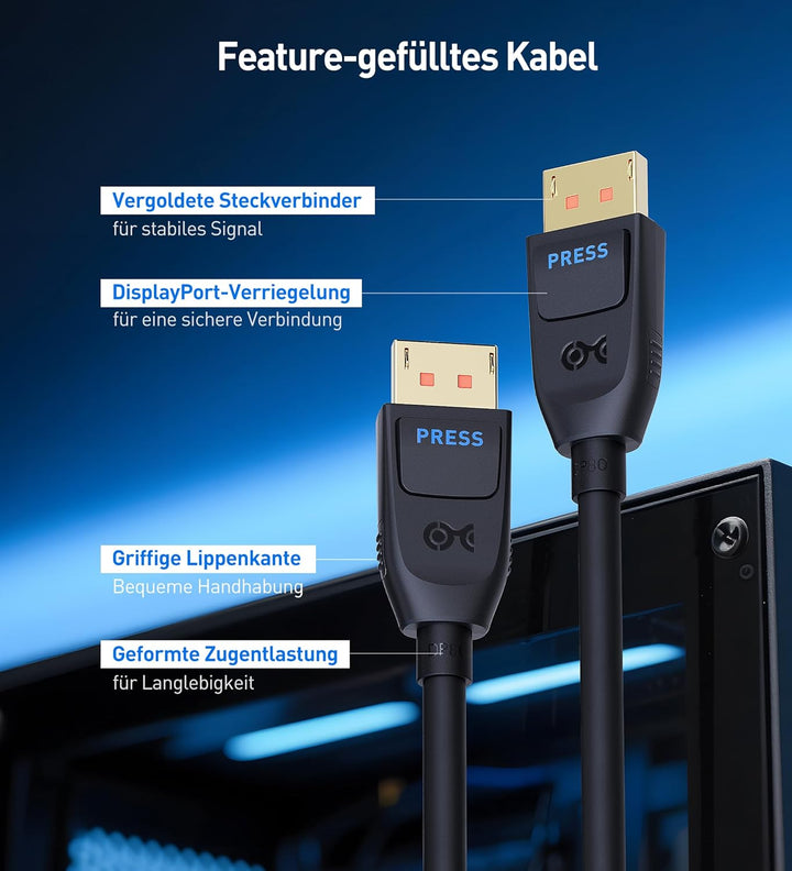 Cable Matters [VESA-zertifiziertes] 80G DisplayPort 2.1 Kabel 1,5m, DP80 Kabel mit 16K 60 Hz, 8K 240