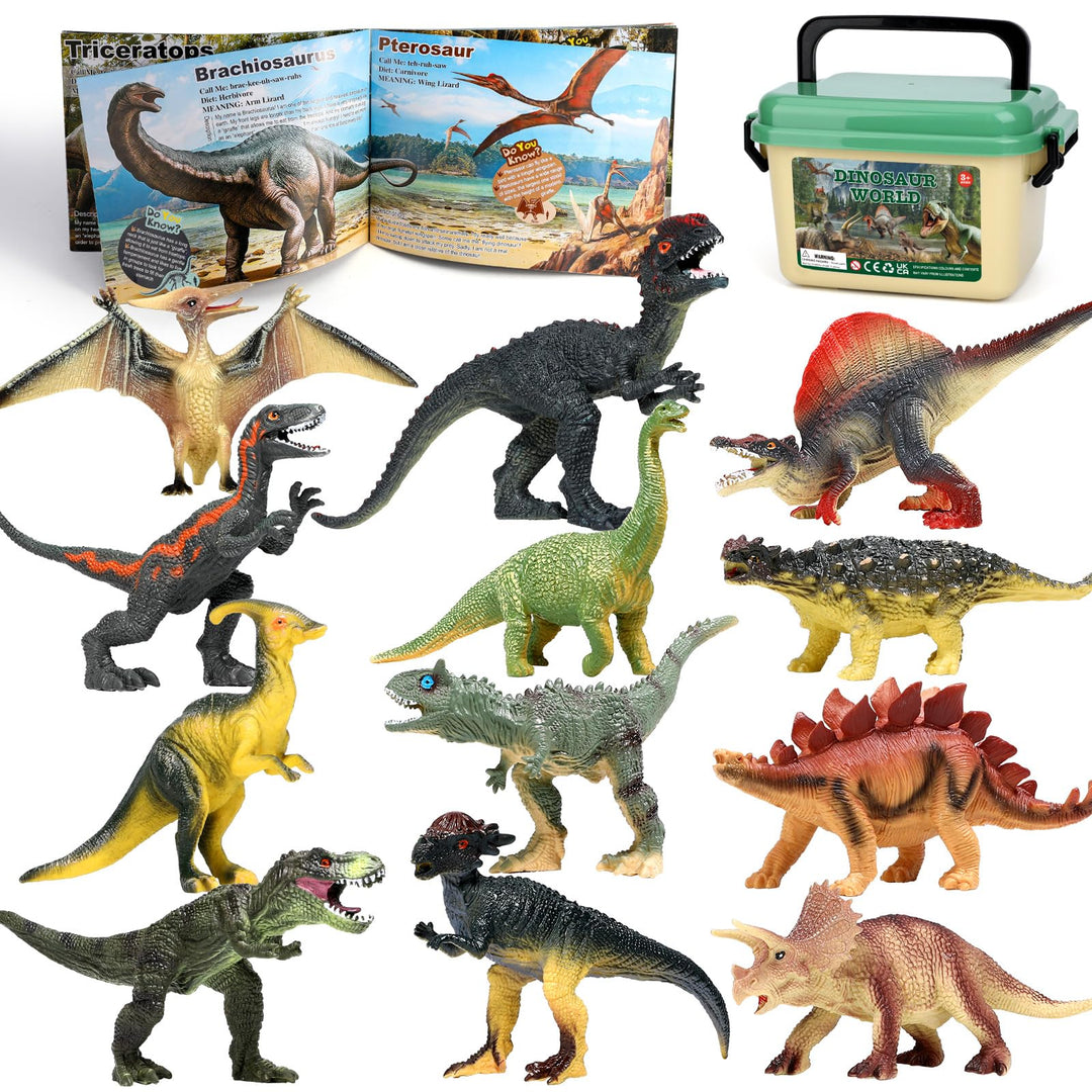 FRUSE Dinosaurier Spielzeug Set, 12 Stück Realistisches Figuren Spielset einschliesslich T-Rex, Carn