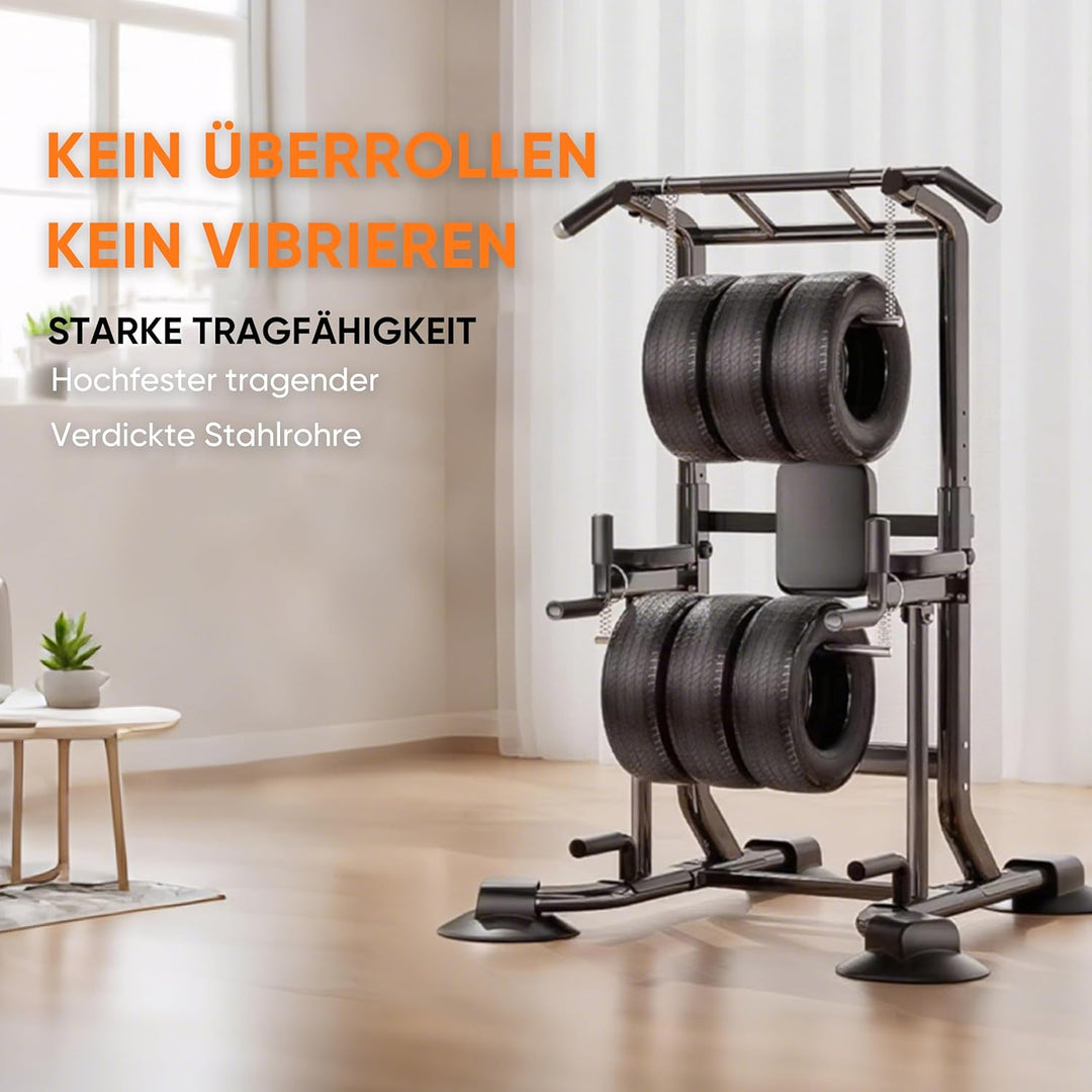 Verstellbare Klimmzugstange mit Rückenstütze &amp; 6-fach Höhenverstellung (175-240 cm) – 160 kg Belastb