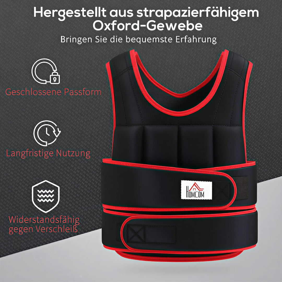 HOMCOM Trainingsweste 20 kg mit verstellbaren doppelten Gurten Krafttraining Gewichtsweste Fitness a
