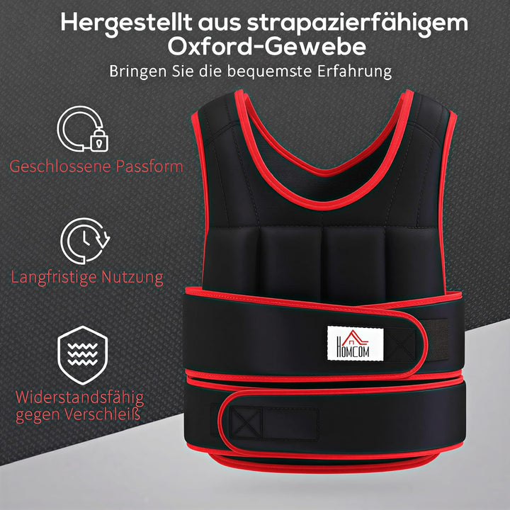HOMCOM Trainingsweste 20 kg mit verstellbaren doppelten Gurten Krafttraining Gewichtsweste Fitness a