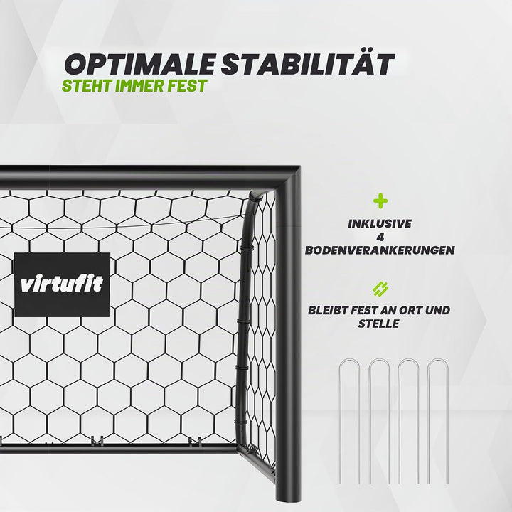 VirtuFit Fussballtor Premium – Heavy Duty Fussballtor 120 × 80 × 60 cm – Robustes Garten-Tor mit wet