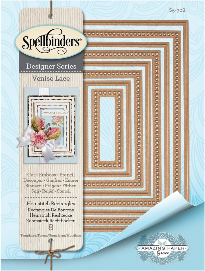 Spellbinders Nest Fähigkeiten Hohlsaum Rechtecke geätzt/Wafer Thin stirbt, 19.55 x 12.19 x 0.38 cm