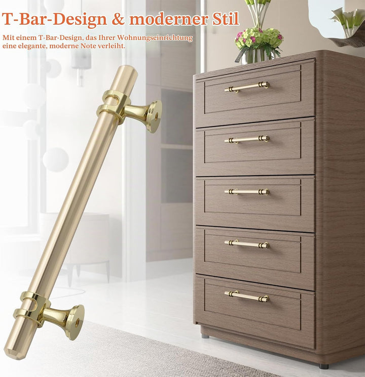 FURNIWARE 10 Stück Möbelgriff, 128mm Bohrlochabstand Möbelgriffe Schrankgriffe Küche Kabinett Griff