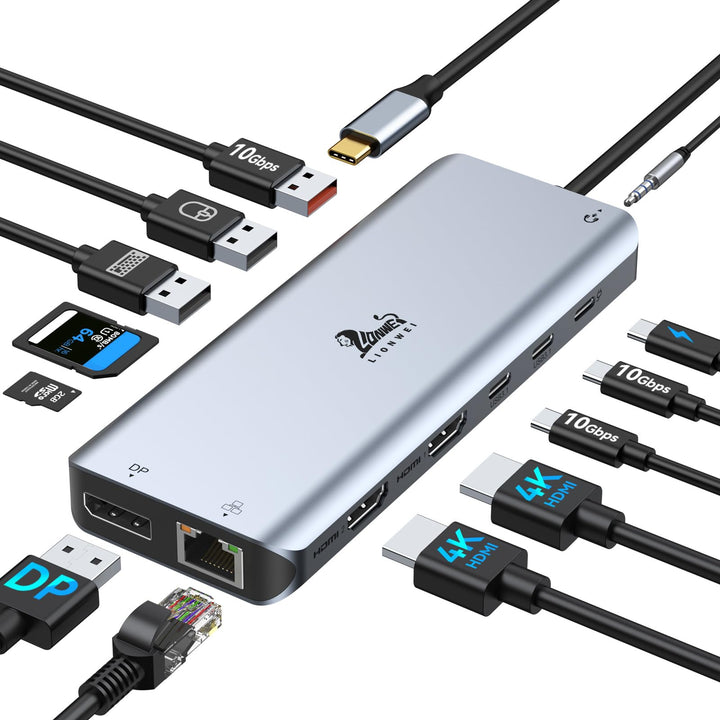 USB C Docking Station Dual Monitor Dockingstation Laptop 13 in 1 USB C Hub Triple Display mit 2 HDMI