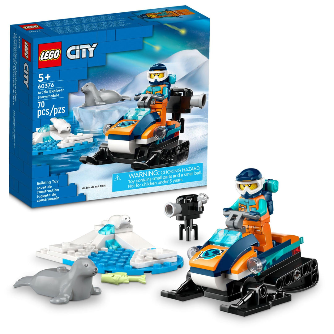 LEGO City Arctic Explorer Schneemobil 60376 Bauspielzeug-Set, Schneemobil Spielset mit Minifiguren u