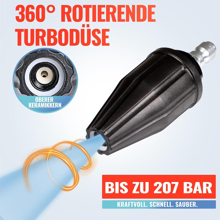 YAMATIC Turbo-Düse für Hochdruckreiniger, 360° Rotationsdüse, 3000 PSI (207 bar), 4,0 GPM (15,1 l/mi