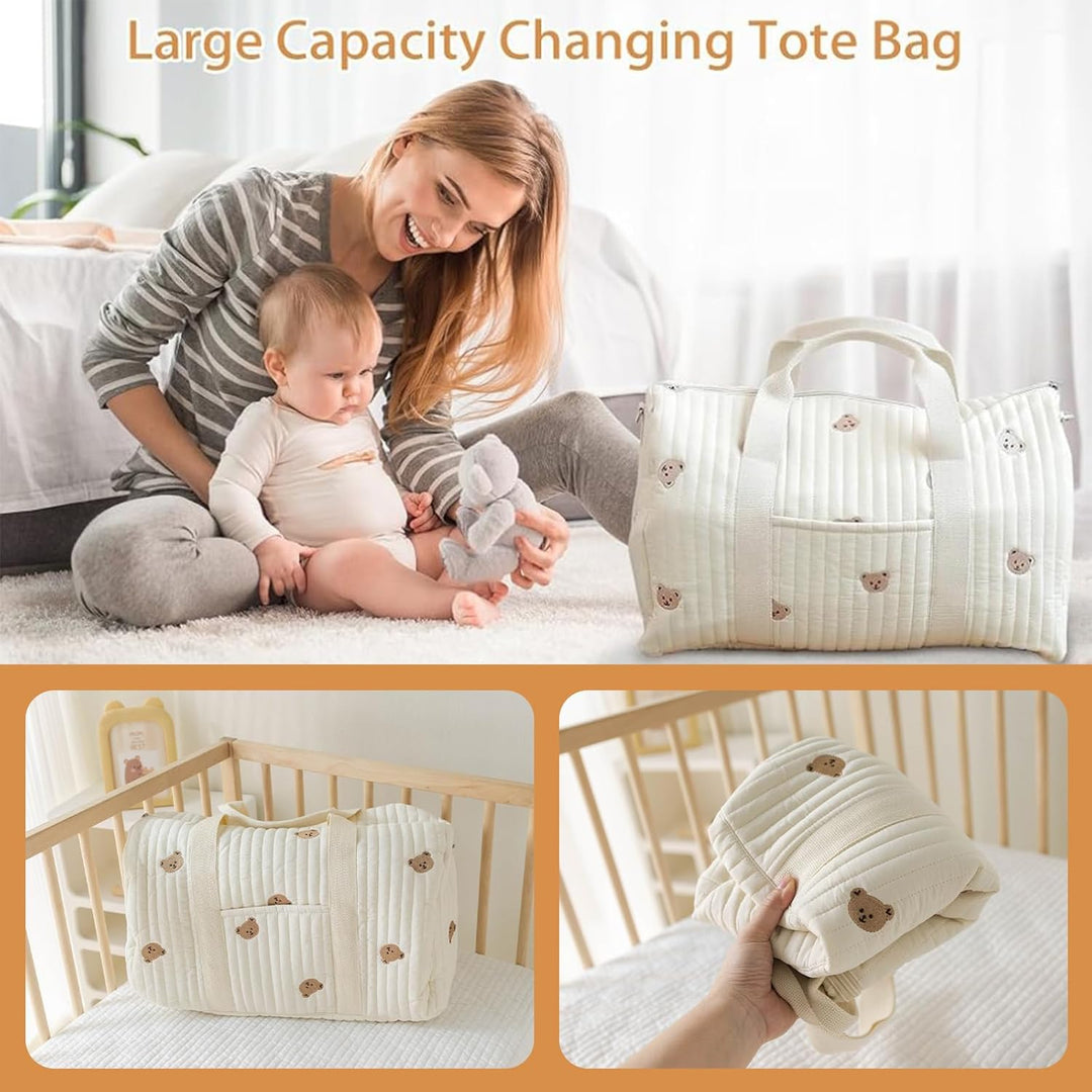 Grosse Wickeltasche Bag, Kompakte Baby Windeltasche & Reisetasche, Vielseitige Tragetasche mit Schul