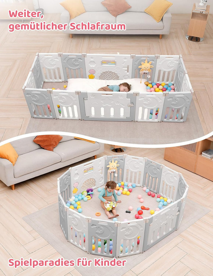 Dripex Laufstall Baby, 2 paneele, Laufgitter Baby, Baby Playpen, Laufstall in Anpassungsfähiger Form