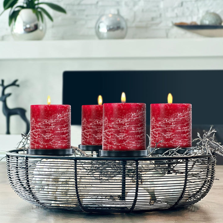 Brandsseller 4er Set Stumpenkerzen 7x10 cm – durchgefärbt & aus Paraffin – rustikale Kerzen mit lang