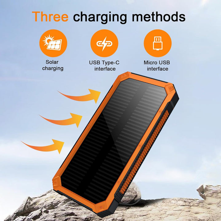 Ruiqas 20.000 mAh Solar-Powerbank, tragbares Camping-Solar-Ladegerät, Akku mit Zwei USB-Anschlüssen