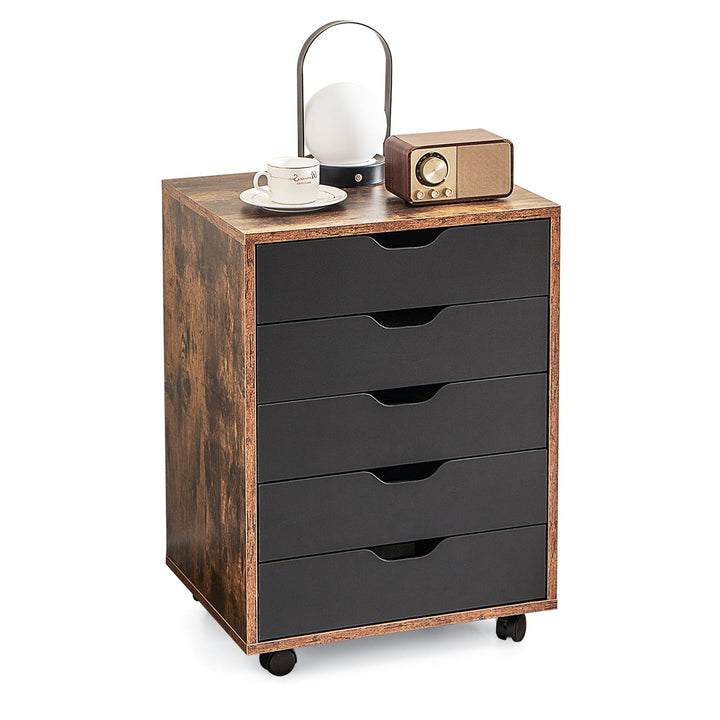 KOMFOTTEU Rollcontainer mit Schubladen, mobiler Aktenschrank Schubladenschrank mit Räder, Bürowagen