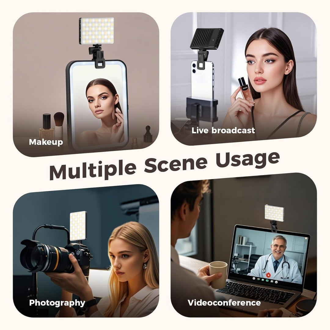 Selfie Licht mit Clip, 60 LED Handy Licht mit 3 Lichtmodi und 3000K-9900K 3 Lichtmodi HandyLicht 300