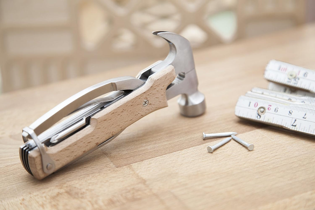 Kikkerland Multifunktionswerkzeug Holz "Hammer Tool", CD502-W Weisser Holzhammer, Weisser Holzhammer
