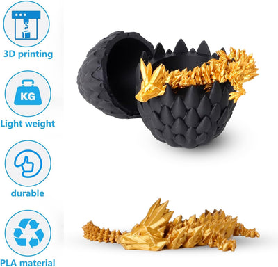 Yearsahrk 3D Gedrucktes Drachenei Geheimnisvolle Drachen Spielzeug Realistische Realistische Bewegli