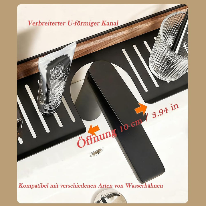 Walnuss Saugnapf Regal, Extra Breites Waschbeckenregal mit Ablauflöchern, Ohne Bohren Badezimmer Org