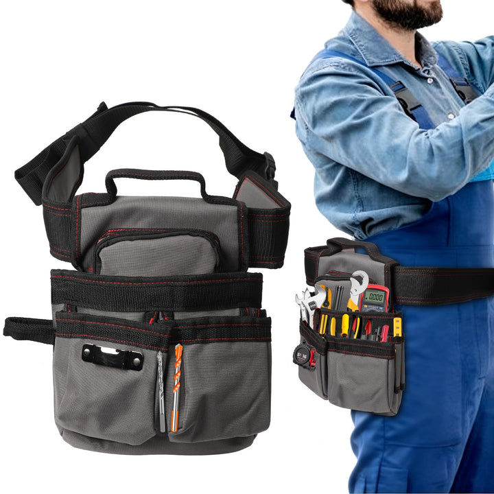 Werkzeuggürtel Herren, Magnetische Werkzeugtasche Gürtel mit 7 Taschen, Abnehmbare und Verstellbare