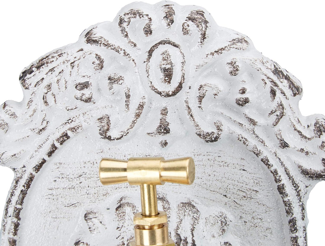 Relaxdays Wandbrunnen antik, mit Wasserhahn, nostalgisch, Waschbecken Garten, Aluguss, H x B x T 40