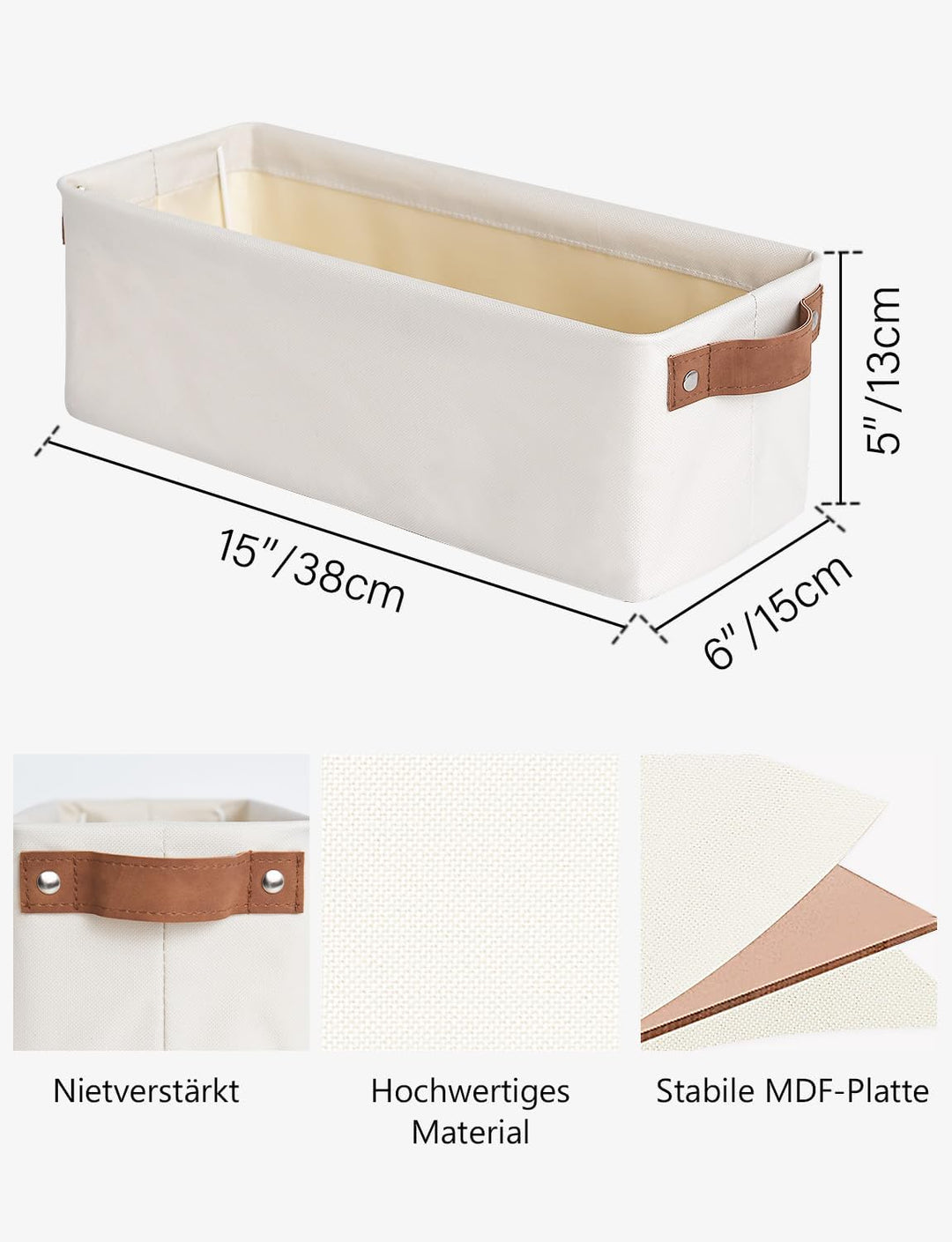 StorageWorks Stoff Aufbewahrungsbox schmal, stabile Ordnungsboxen Kleiderschränke, lange Körbe Aufbe