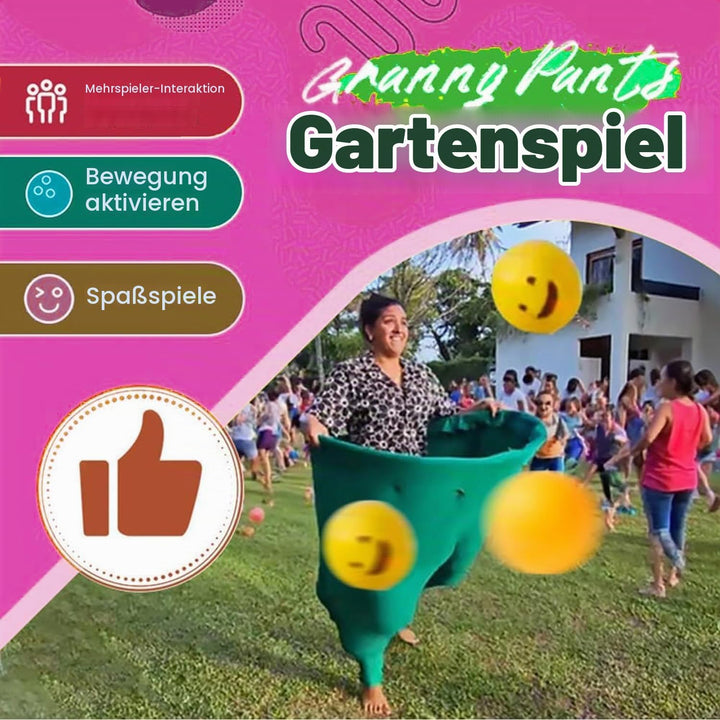 6 Stück Oma Hosen Spiel Outdoor Spiele Kinder, Granny Pants Spiel mit 4 Hüpfbälle 1 Pumps, Wurfspiel