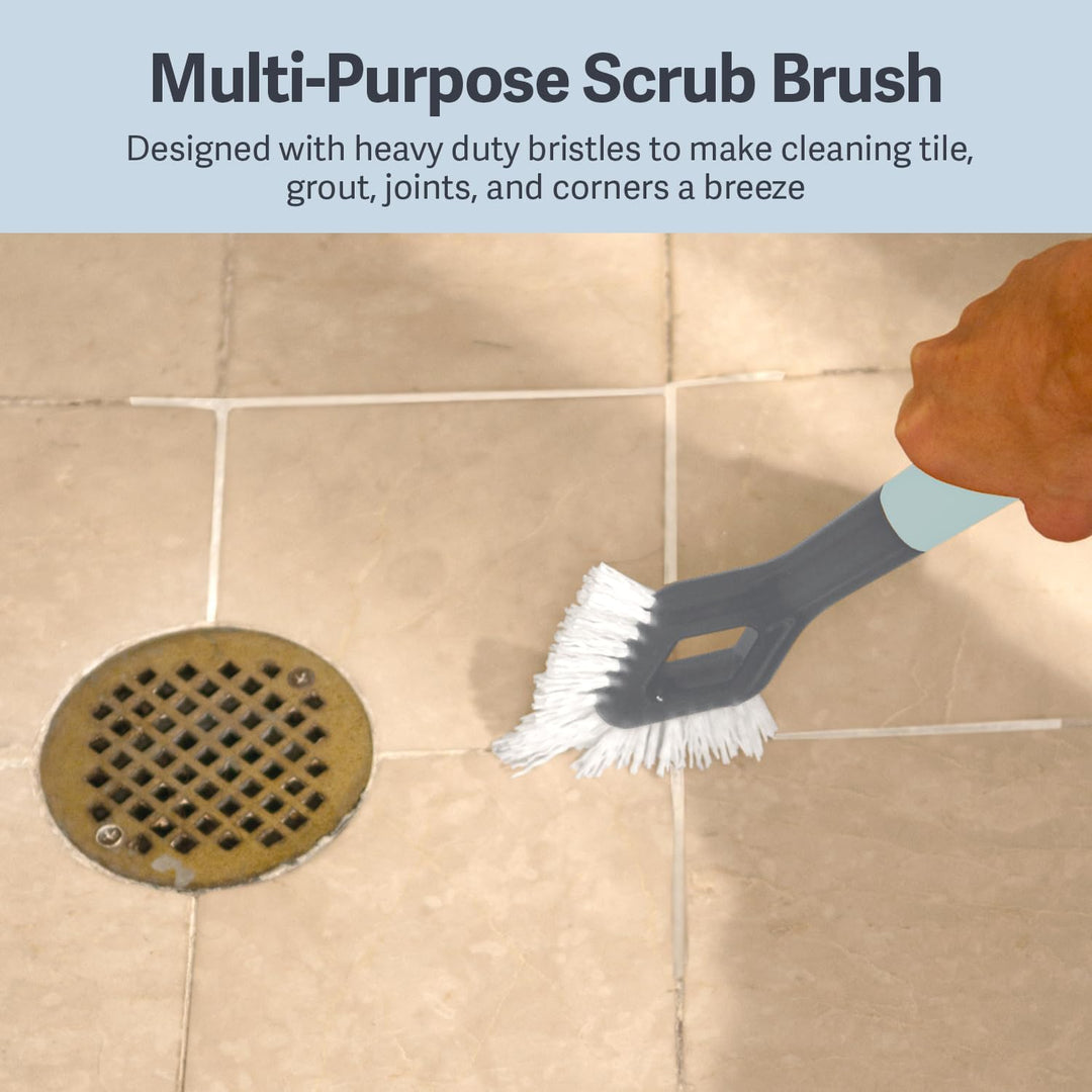 Casabella Smart Scrub Reinigungsbürste für Fliesen und Fugenmörtel, strapazierfähig, Grau/Aqua Heavy