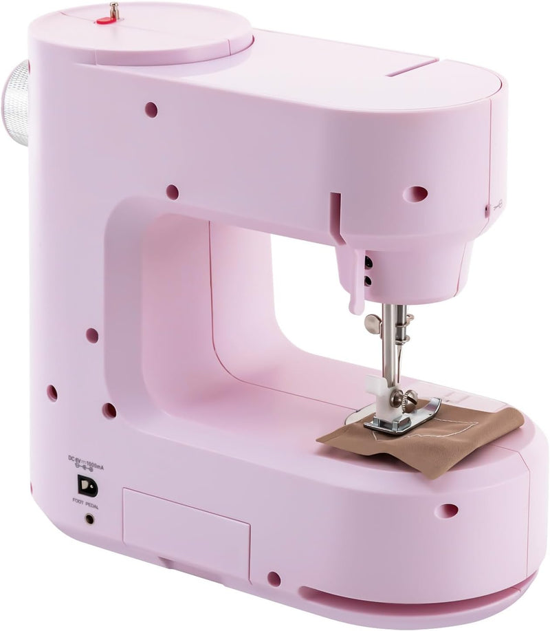 SABUIDDS Nähmaschine Rosa für Anfänger und Kinder, mit Hand- und Fusspedal, 5 Nähprogramme für Häuse