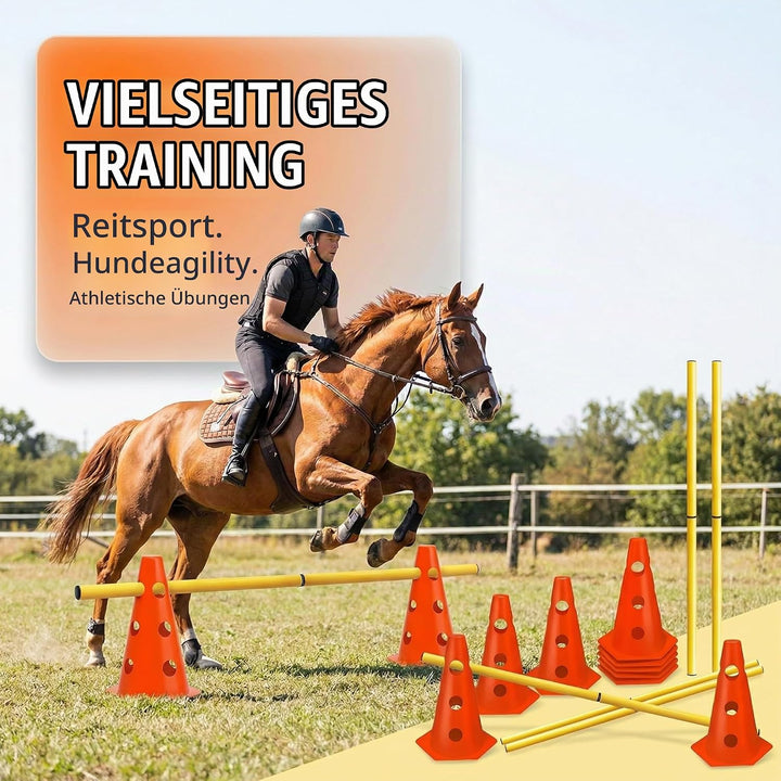 5er Sports Steckhürdenset Cavaletti Agility Set Hunde Hürden Steckhürdenset 10 Kegel 23cm + 5 Stange