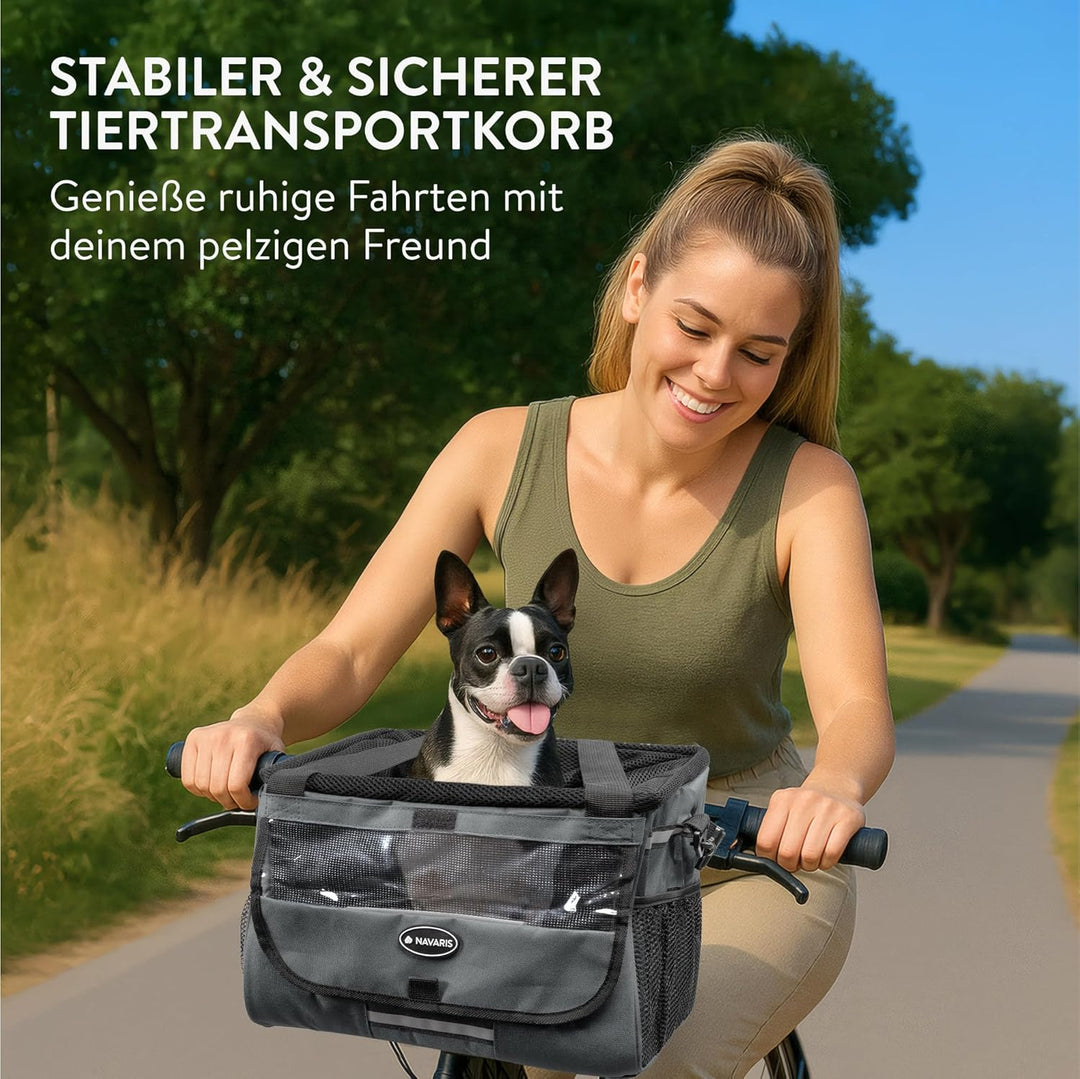 Navaris Hundekorb Fahrrad vorne - Hundefahrradkorb vorn - Fahrradkorb Hund - Für Hunde bis zu 10 kg