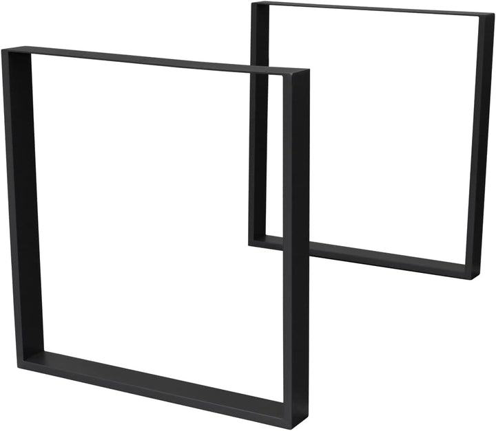 2X Tischbeine aus Vierkantprofilen, 90 x 72 cm, Schwarz, pulverbeschichtete Stahl, Industriedesign,
