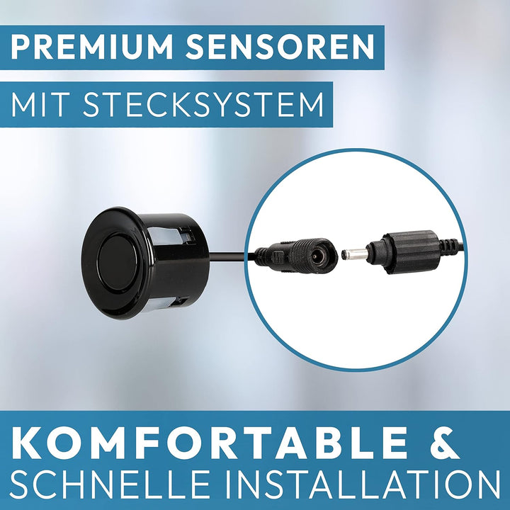 VSG24 Premium Einparkhilfe hinten mit Display zum nachrüsten am Auto, PDC Parksensoren hinten mit St