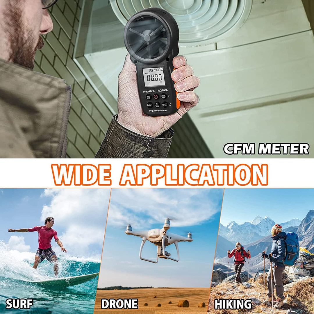 Handwindmesser RQ-866A Anemometer CFM mit USB-Anschluss an den PC zur Messung von Windgeschwindigkei